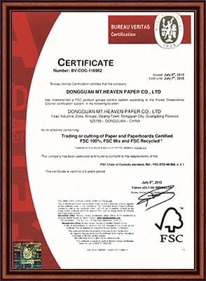 Fsc certificate